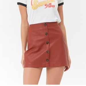F21 Faux Leather Button Up Skirt